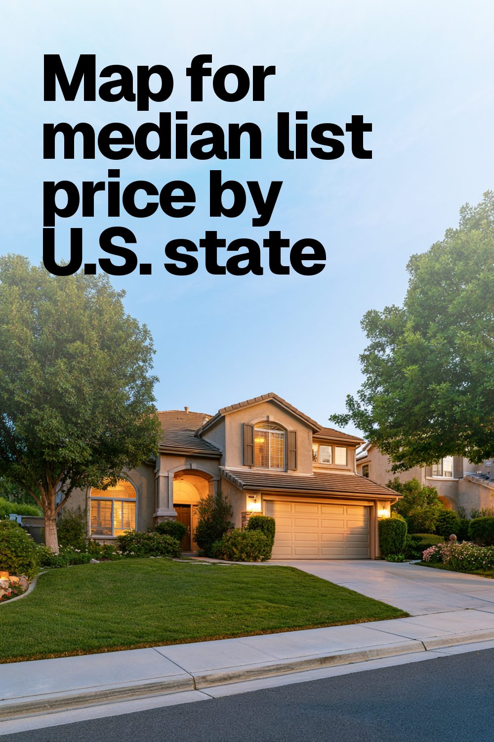Map for median list price by U.S. state